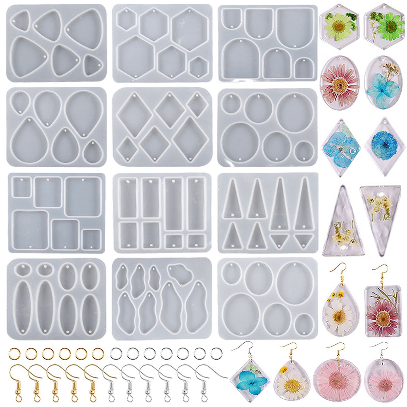 Resin Art Mould - Geometric Earring Pendant Silicone Mold For