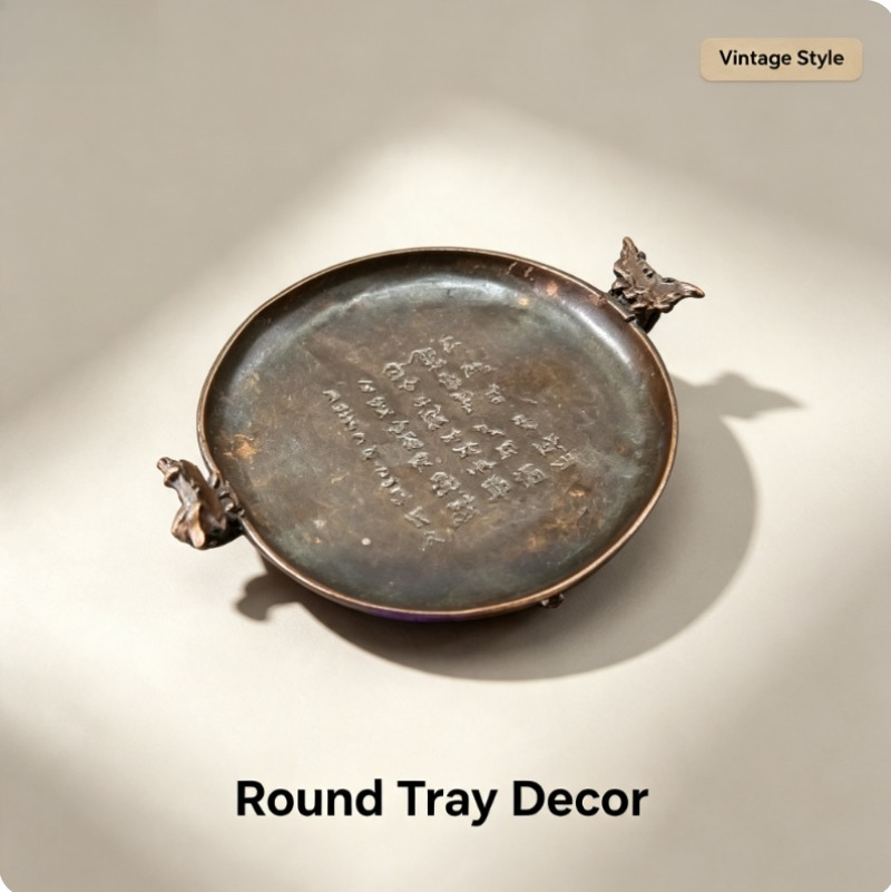 Resin Art Tray - Vintage Round Tray Decorative Figurine Resin