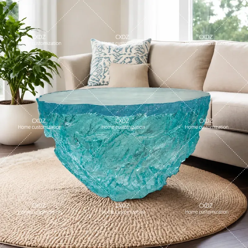 Resin Art Coffee Table - Luxury Transparent Epoxy Resin Round Coffee
