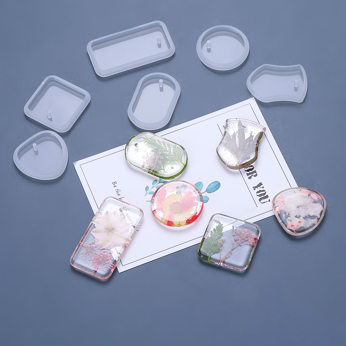 Resin Art Mould - 1/6/10pcs DIY Keychain Pendant Silicone Mold