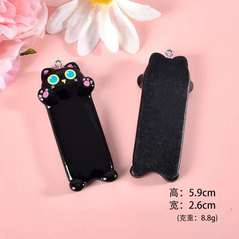 Resin Art Keychain - 5pcs Lovely Cartoon Cat Resin Charms