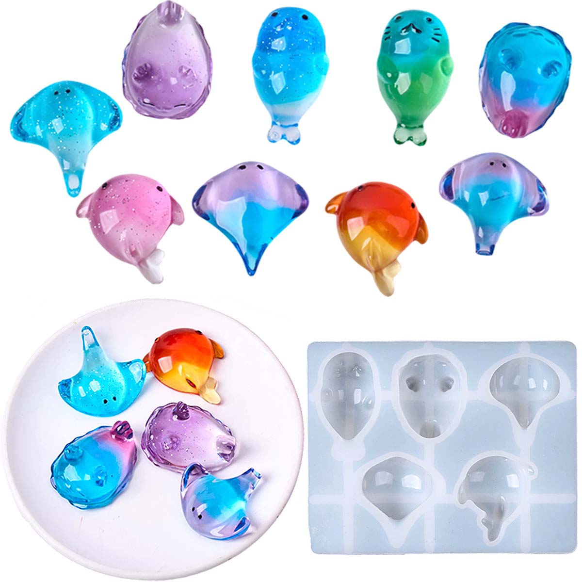 Resin Art Mould - 3D Healing Kawaii Manta Ray Whale