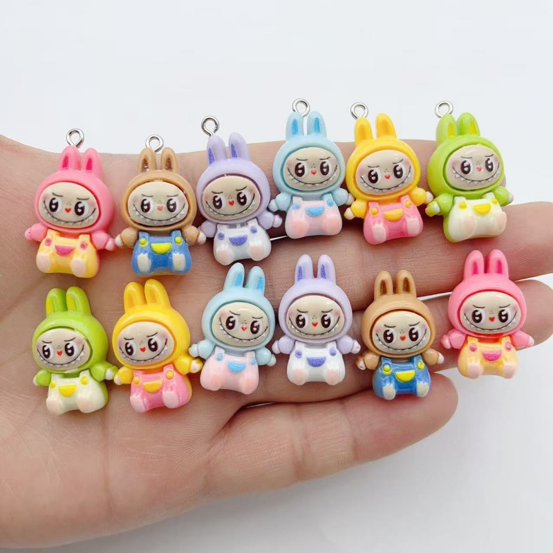 Resin Art Keychain - 10Pcs Kawaii Rabbit Strawberry House Resin