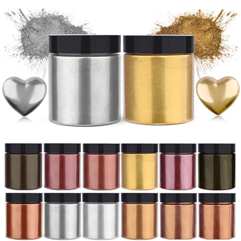 Pearl Powder Resin - 50g Shimmer Metallic Gold Silver Color