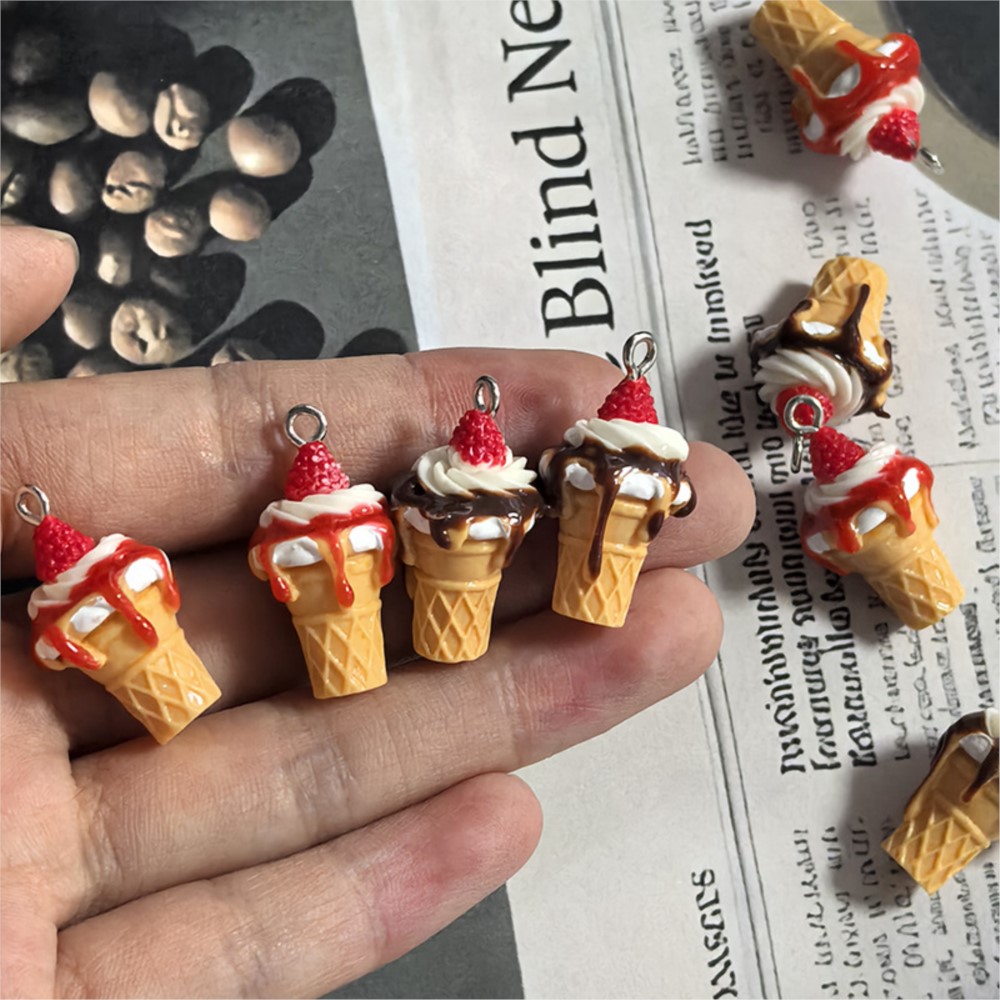 Resin Art Keychain - 10Pcs Cute 3D Simulation Food Ice
