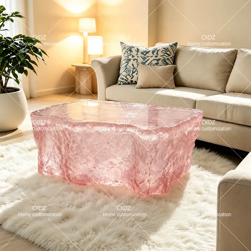 Resin Art Coffee Table - Transparent Resin Coffee Table Modern Light