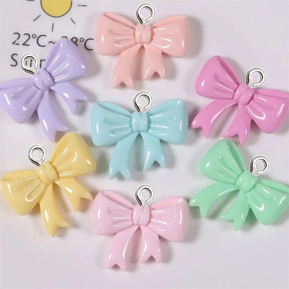 10 Pieces Candy Color Bow Resi - Resin Art Keychain ulasan dan harga