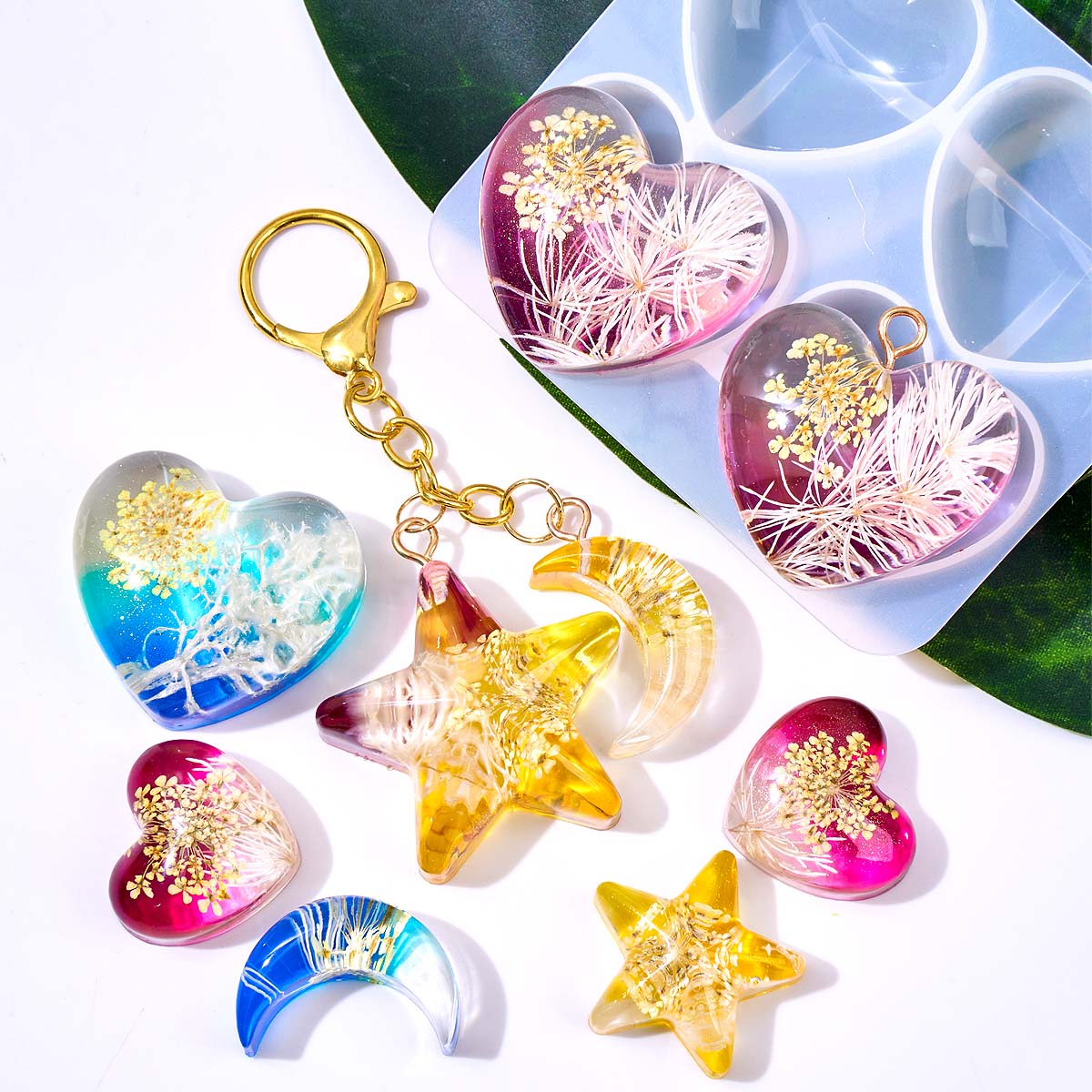 Heart Star Moon Pendant Silico - Resin Art Mould ulasan dan harga