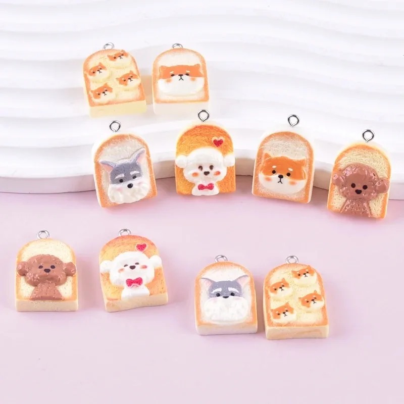 10Pcs Cute Toast Dog Resin Pen - Resin Art Keychain ulasan dan harga