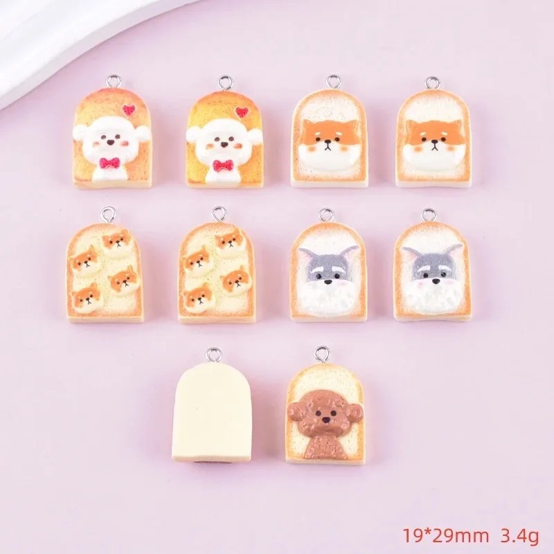 10Pcs Cute Toast Dog Resin Pen - Resin Art Keychain ulasan dan harga