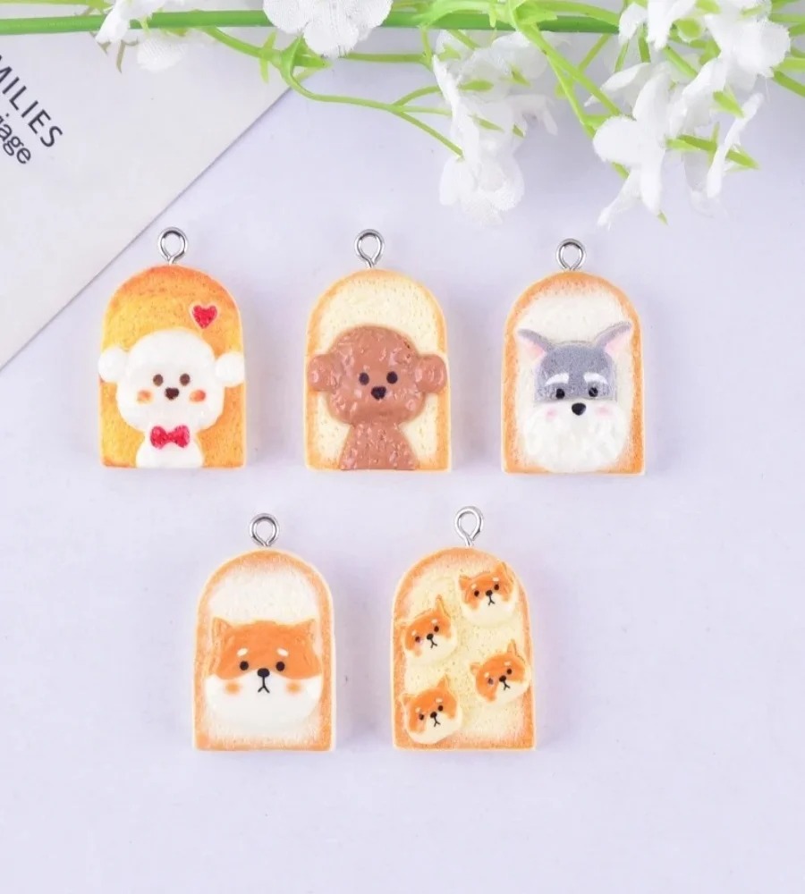 10Pcs Cute Toast Dog Resin Pen - Resin Art Keychain ulasan dan harga