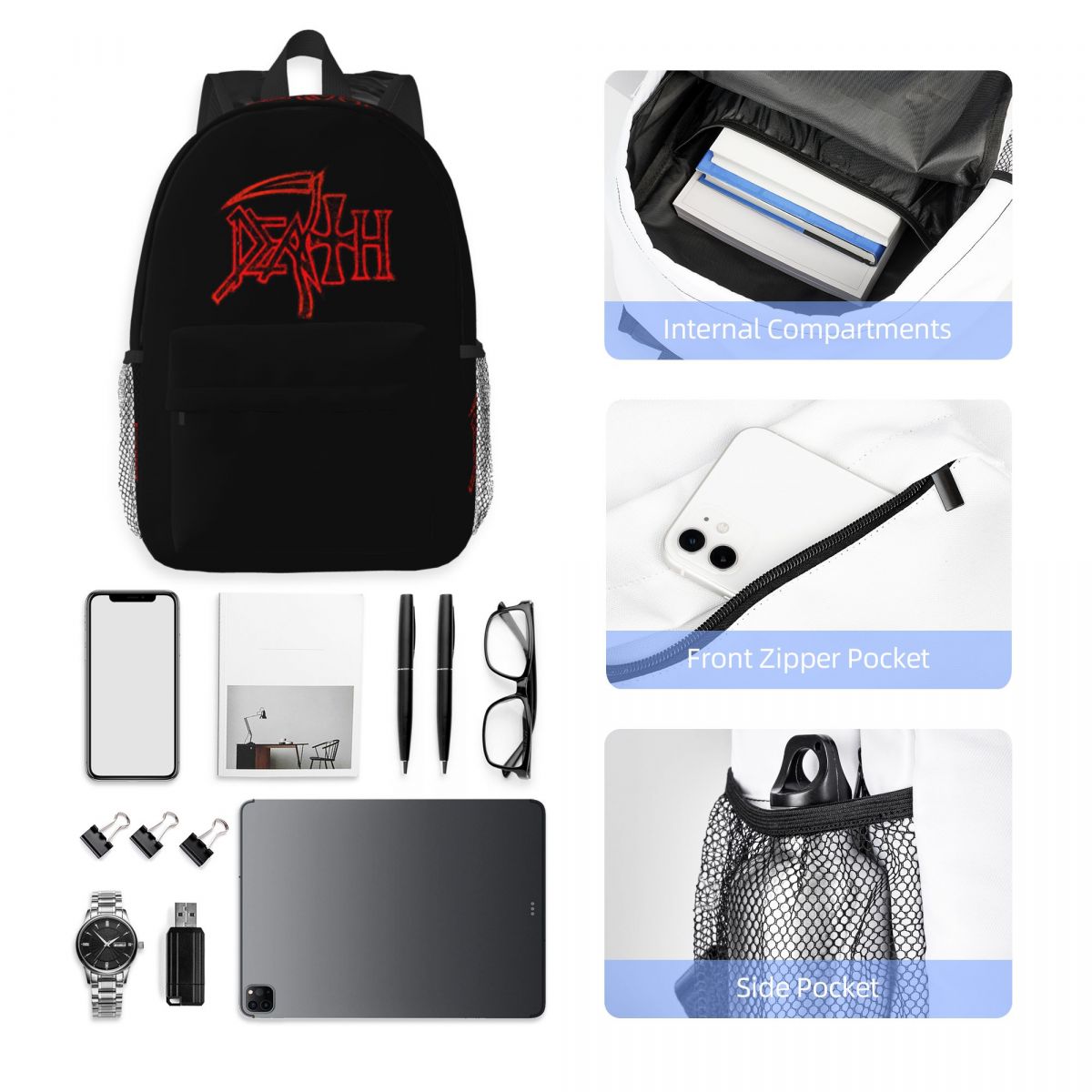 Death Band Logo Backpack Stude - Resin Art Logo ulasan dan harga