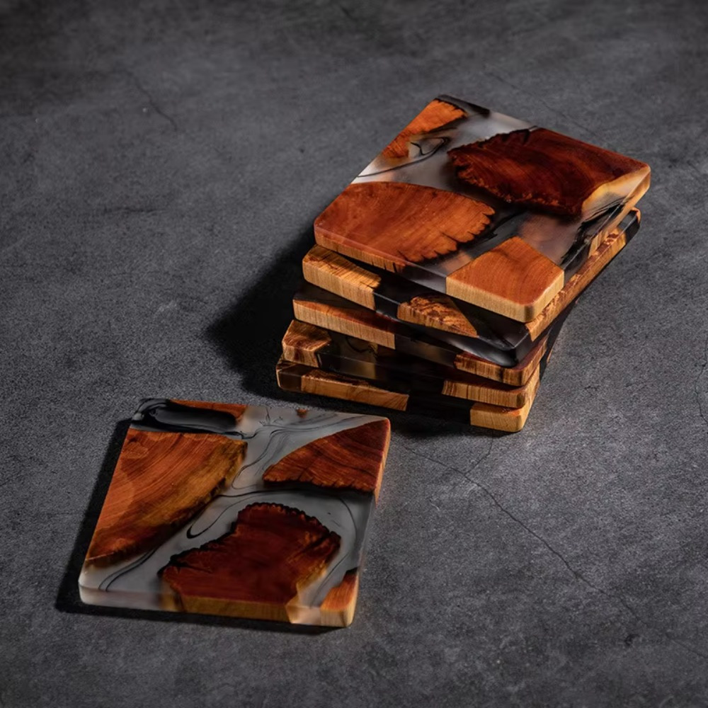 Wood Resin Coasters Square Cup - Resin Art Coffee Table ulasan dan harga