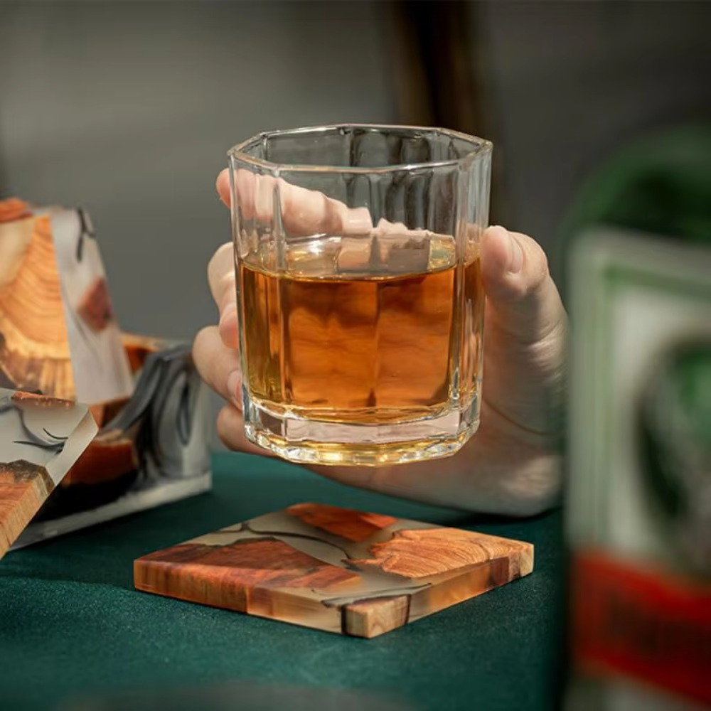 Wood Resin Coasters Square Cup - Resin Art Coffee Table ulasan dan harga