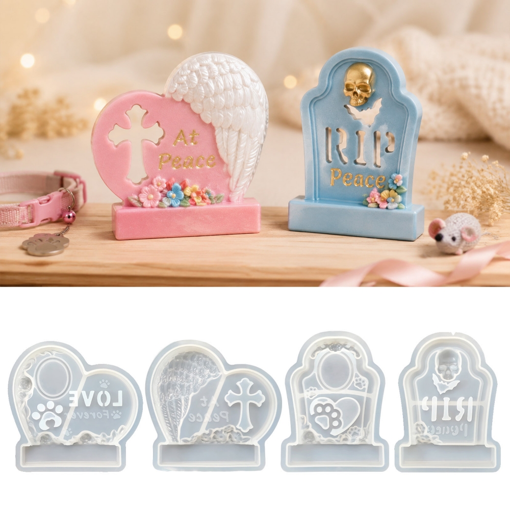 S0304 Heart-Shaped Tombstone M - Resin Art Mould ulasan dan harga