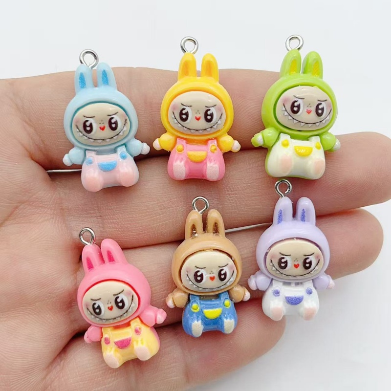 10Pcs Kawaii Rabbit Strawberry - Resin Art Keychain ulasan dan harga