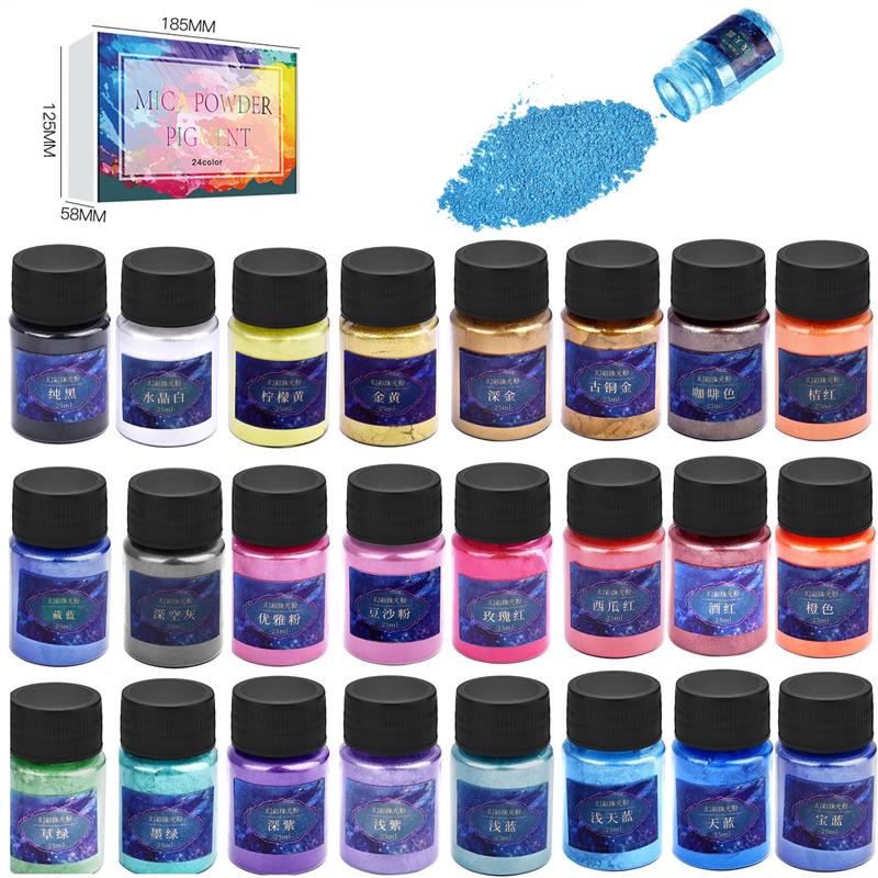 24Colors Epoxy Resin Dye Mica  - Pearl Powder Resin ulasan dan harga