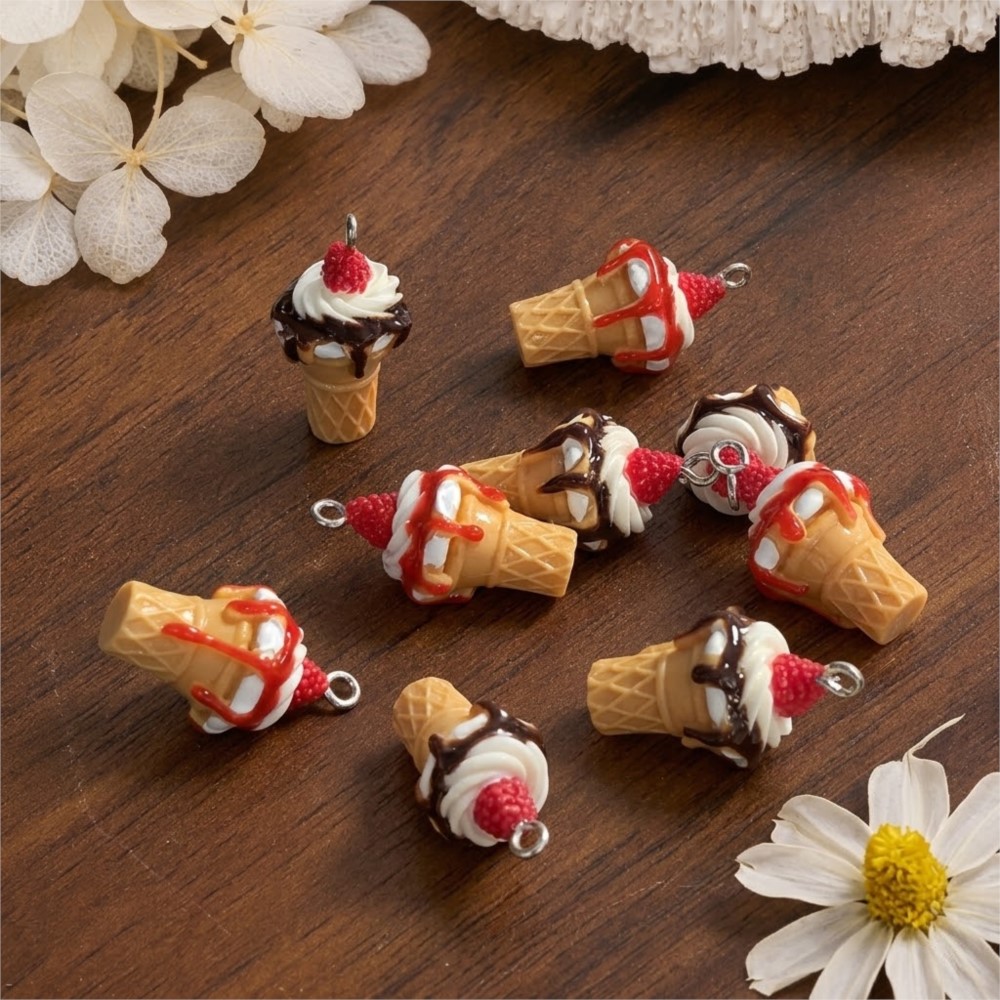 10Pcs Cute 3D Simulation Food  - Resin Art Keychain ulasan dan harga