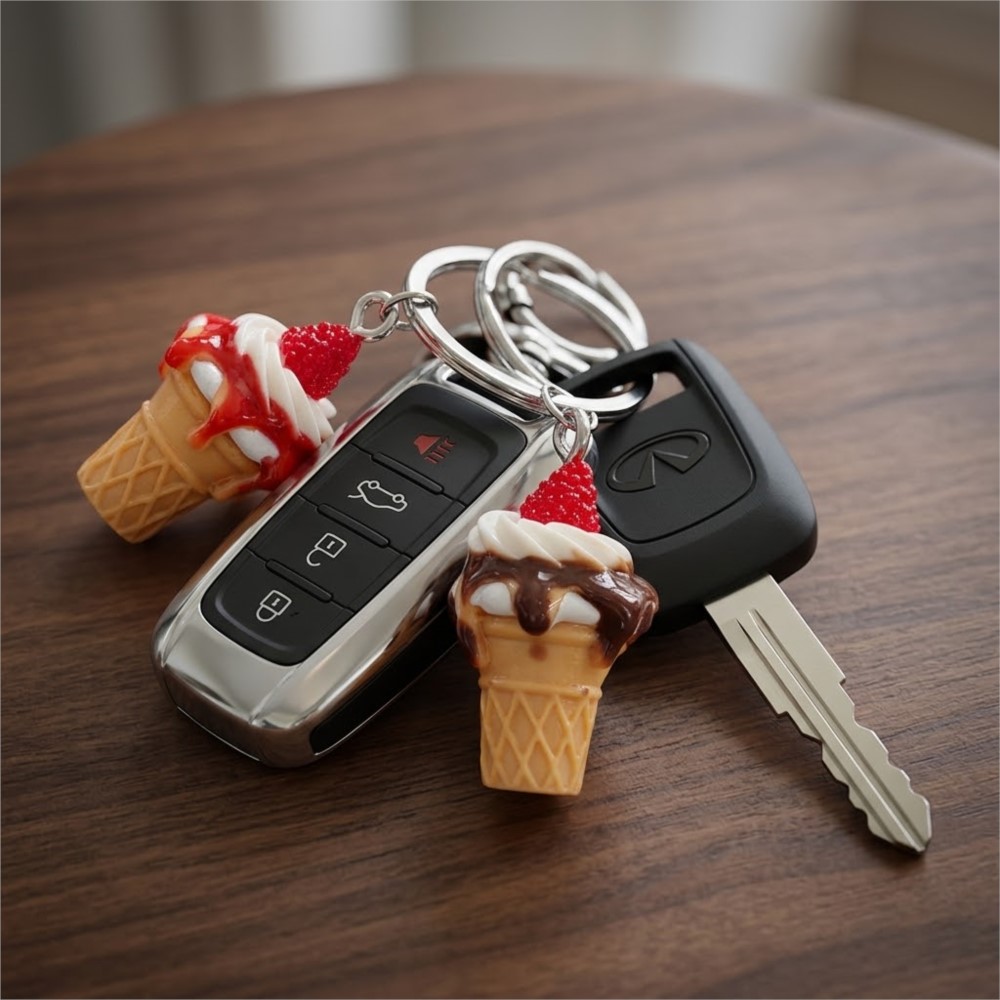 10Pcs Cute 3D Simulation Food  - Resin Art Keychain ulasan dan harga