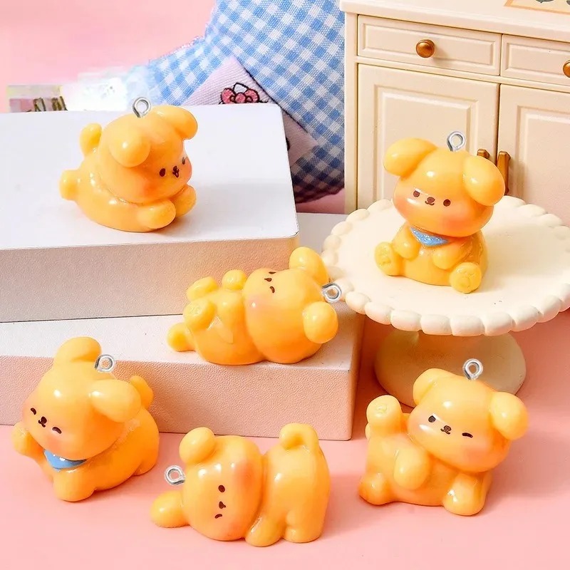 10Pcs Cute Cartoon Dog Acrylic - Resin Art Keychain ulasan dan harga