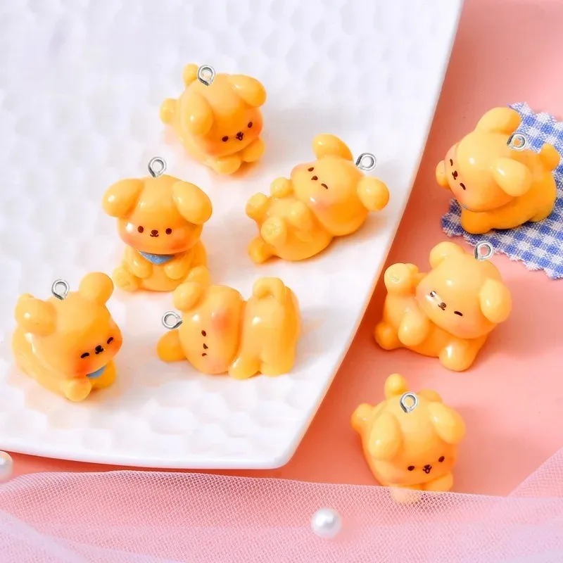 10Pcs Cute Cartoon Dog Acrylic - Resin Art Keychain ulasan dan harga