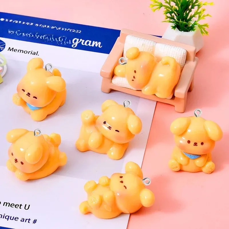 10Pcs Cute Cartoon Dog Acrylic - Resin Art Keychain ulasan dan harga