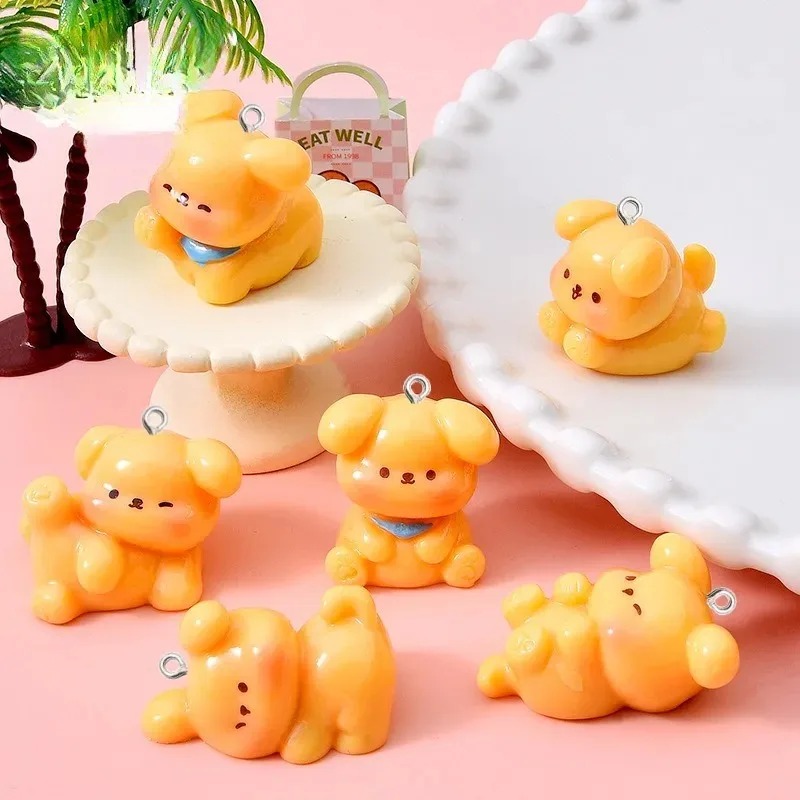 10Pcs Cute Cartoon Dog Acrylic - Resin Art Keychain ulasan dan harga